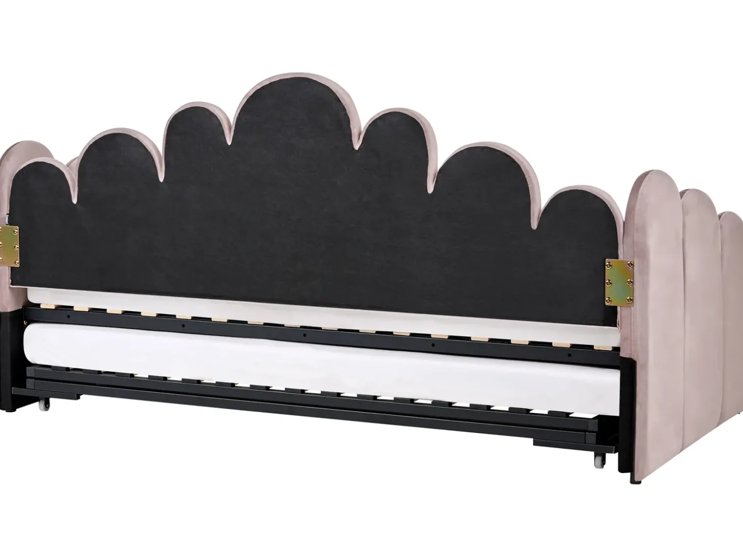 Outlet Welur POLIGNAC 90 x 200 cm Pastelowy róż Dzieci Łóżka Wysuwane I Dzienne|Wszystkie Meble I Akcesoria Dziecięce