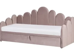 Outlet Welur POLIGNAC 90 x 200 cm Pastelowy róż Dzieci Łóżka Wysuwane I Dzienne|Wszystkie Meble I Akcesoria Dziecięce