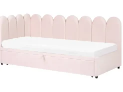 Sale Łóżko wysuwane Welur TERROU 90 x 200 cm Pastelowy róż Dzieci Łóżka Wysuwane I Dzienne|Wszystkie Meble I Akcesoria Dziecięce