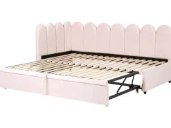 Sale Łóżko wysuwane Welur TERROU 90 x 200 cm Pastelowy róż Dzieci Łóżka Wysuwane I Dzienne|Wszystkie Meble I Akcesoria Dziecięce