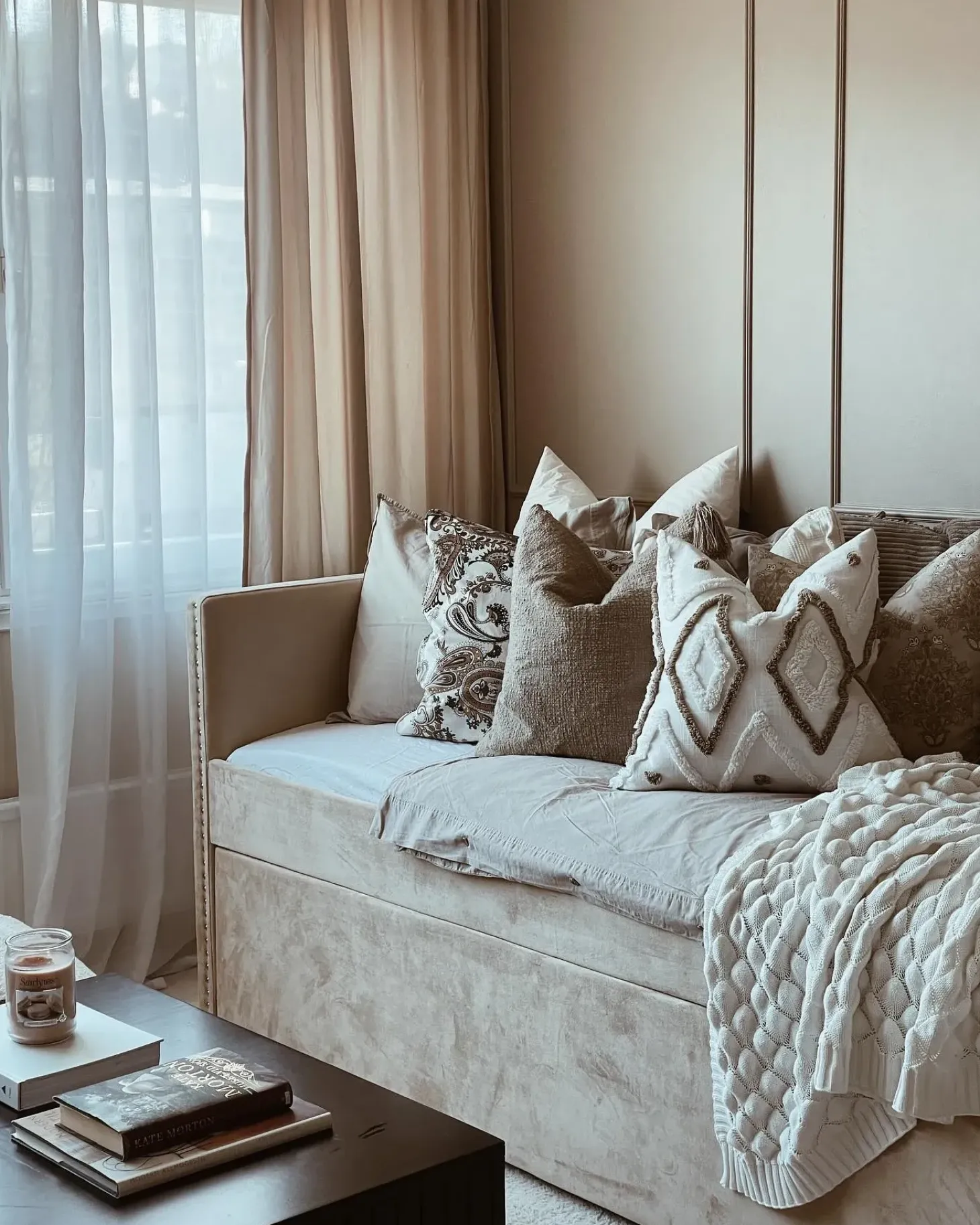 Discount Łóżko wysuwane Welur TROYES 90 x 200 cm Łóżka Wysuwane I Dzienne|Wszystkie Łóżka