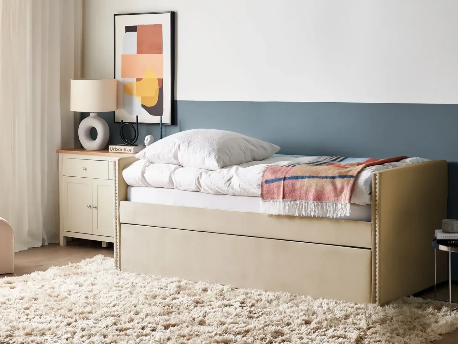 Discount Łóżko wysuwane Welur TROYES 90 x 200 cm Łóżka Wysuwane I Dzienne|Wszystkie Łóżka