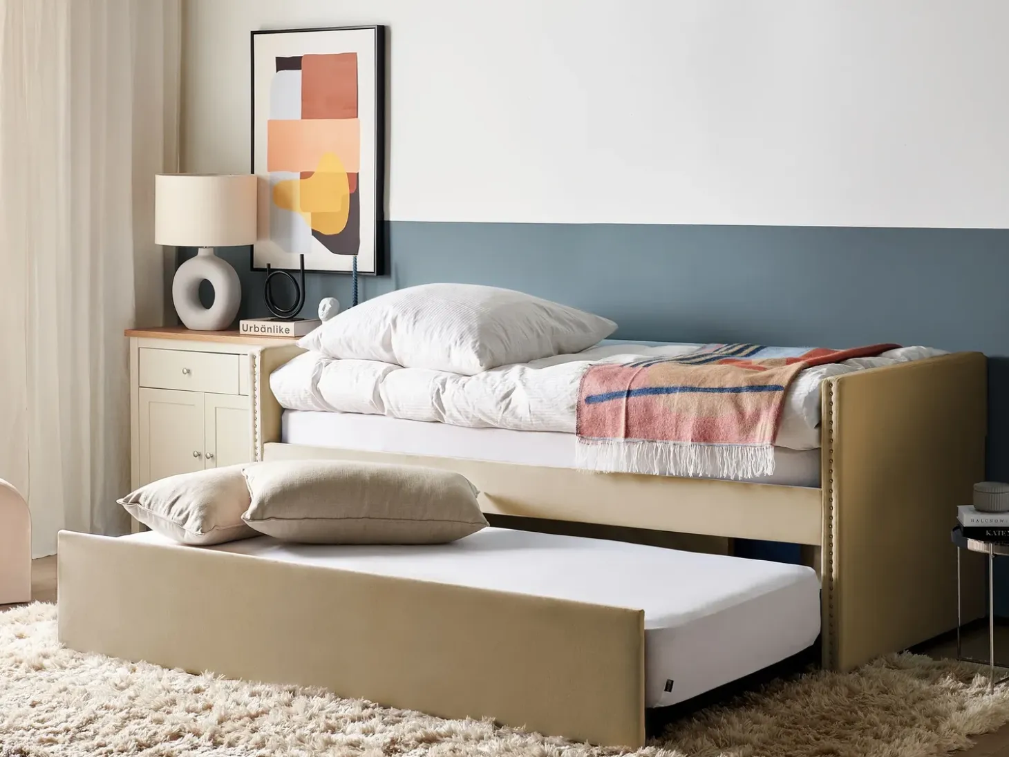 Discount Łóżko wysuwane Welur TROYES 90 x 200 cm Łóżka Wysuwane I Dzienne|Wszystkie Łóżka