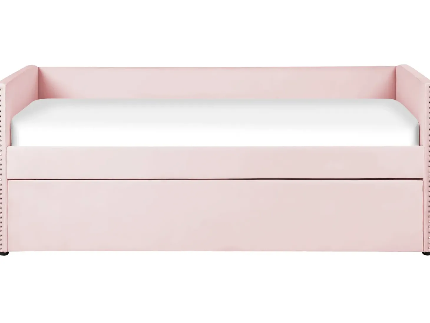 Best Łóżko wysuwane Welur TROYES 90 x 200 cm Pastelowy róż Łóżka Wysuwane I Dzienne|Wszystkie Łóżka
