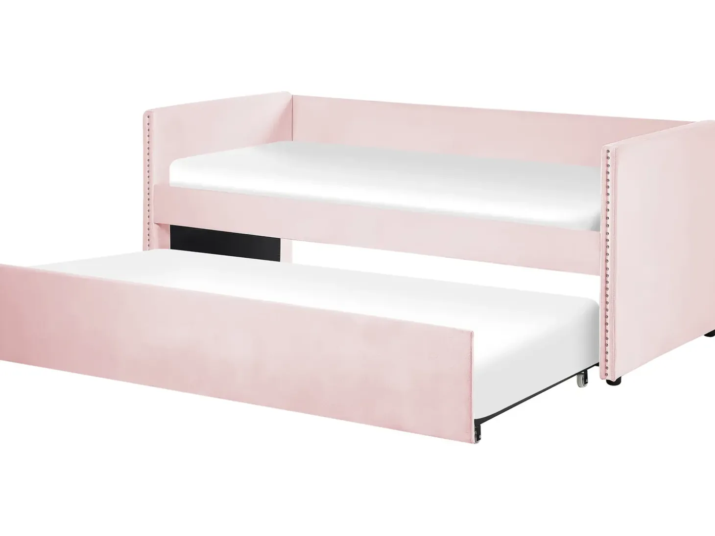 Best Łóżko wysuwane Welur TROYES 90 x 200 cm Pastelowy róż Łóżka Wysuwane I Dzienne|Wszystkie Łóżka