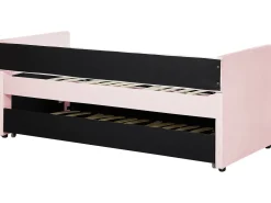 Best Łóżko wysuwane Welur TROYES 90 x 200 cm Pastelowy róż Łóżka Wysuwane I Dzienne|Wszystkie Łóżka