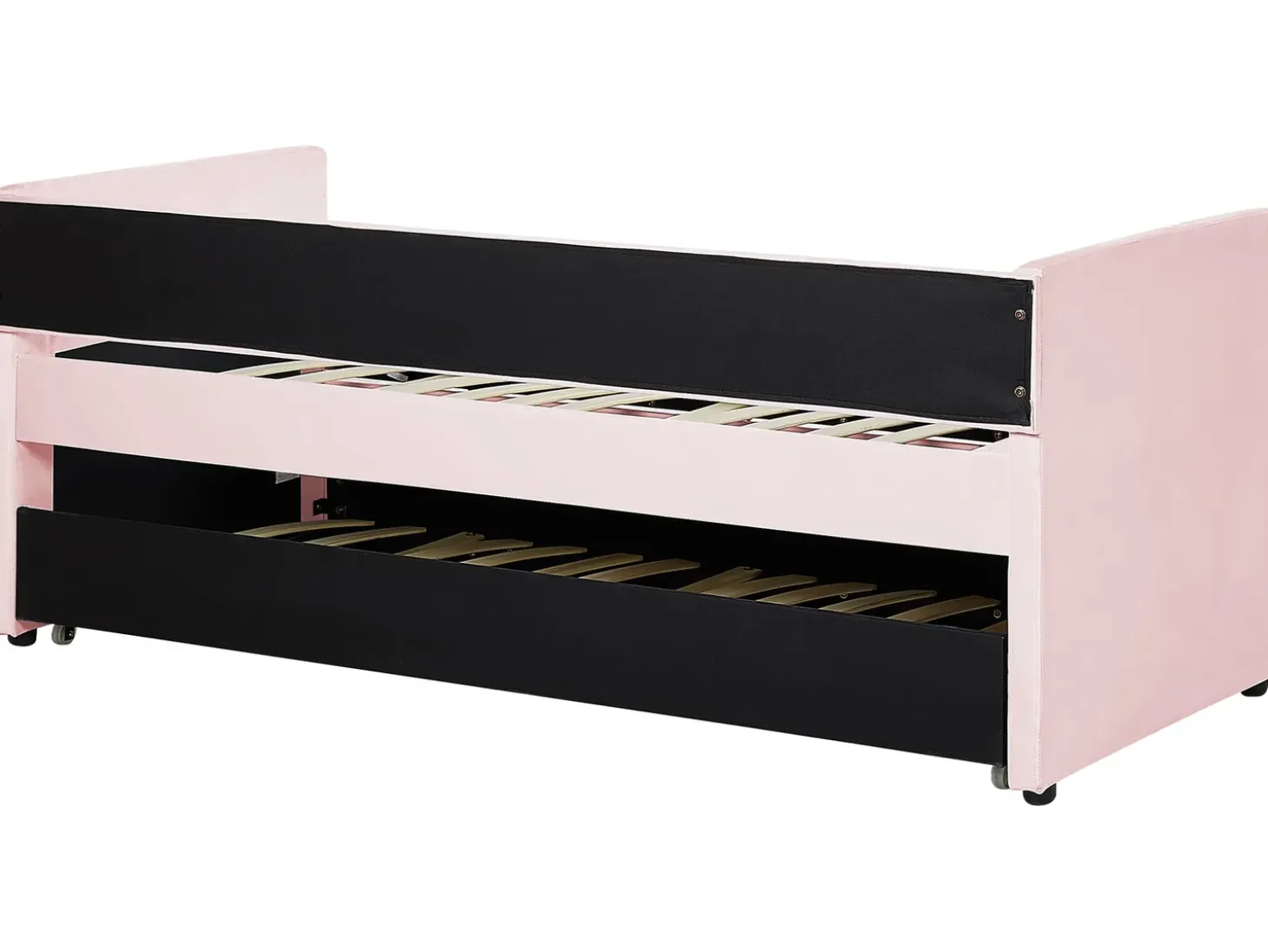 Best Łóżko wysuwane Welur TROYES 90 x 200 cm Pastelowy róż Łóżka Wysuwane I Dzienne|Wszystkie Łóżka
