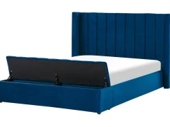 Clearance NOYERS Welur Granatowy 160 x 200 cm Łóżka Tapicerowane|Łóżka Podwójne