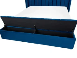 Clearance NOYERS Welur Granatowy 160 x 200 cm Łóżka Tapicerowane|Łóżka Podwójne