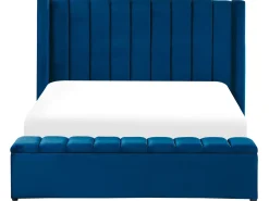 Clearance NOYERS Welur Granatowy 160 x 200 cm Łóżka Tapicerowane|Łóżka Podwójne