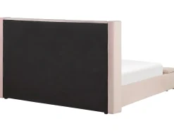 Discount NOYERS Welur Pastelowy róż 180 x 200 cm Łóżka Tapicerowane|Łóżka Podwójne