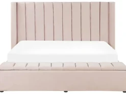 Discount NOYERS Welur Pastelowy róż 180 x 200 cm Łóżka Tapicerowane|Łóżka Podwójne