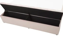 Discount NOYERS Welur Pastelowy róż 180 x 200 cm Łóżka Tapicerowane|Łóżka Podwójne
