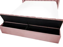 Clearance Łóżko z ławką NOYERS Welur 140 x 200 cm Łóżka Tapicerowane|Łóżka Podwójne
