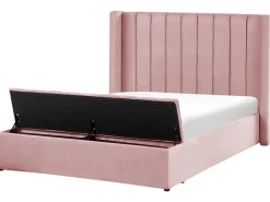 Clearance Łóżko z ławką NOYERS Welur 140 x 200 cm Łóżka Tapicerowane|Łóżka Podwójne