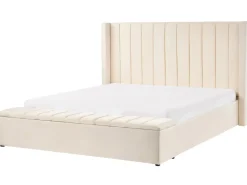 Discount NOYERS Welur Złamana biel 180 x 200 cm Łóżka Tapicerowane|Łóżka Podwójne