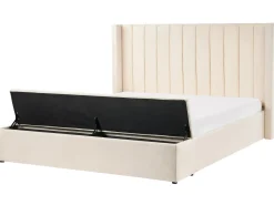 Discount NOYERS Welur Złamana biel 180 x 200 cm Łóżka Tapicerowane|Łóżka Podwójne