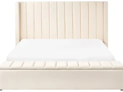 Discount NOYERS Welur Złamana biel 180 x 200 cm Łóżka Tapicerowane|Łóżka Podwójne