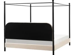 New Łóżko z baldachimem Boucle DANNEMOIS 180 x 200 cm Beżowy Łóżka Tapicerowane|Łóżka Podwójne