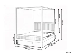 Discount Łóżko z baldachimem Drewno HARFLEUR 180 x 200 cm Jasno Łóżka Z Baldachimem|Łóżka Podwójne