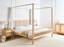 Discount Łóżko z baldachimem Drewno HARFLEUR 180 x 200 cm Jasno Łóżka Z Baldachimem|Łóżka Podwójne