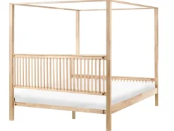 Discount Łóżko z baldachimem Drewno HARFLEUR 180 x 200 cm Jasno Łóżka Z Baldachimem|Łóżka Podwójne