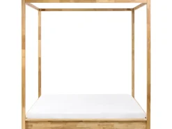 Online Łóżko z baldachimem Drewno HERLIERE 180 x 200 cm Jasno Łóżka Z Baldachimem|Łóżka Podwójne