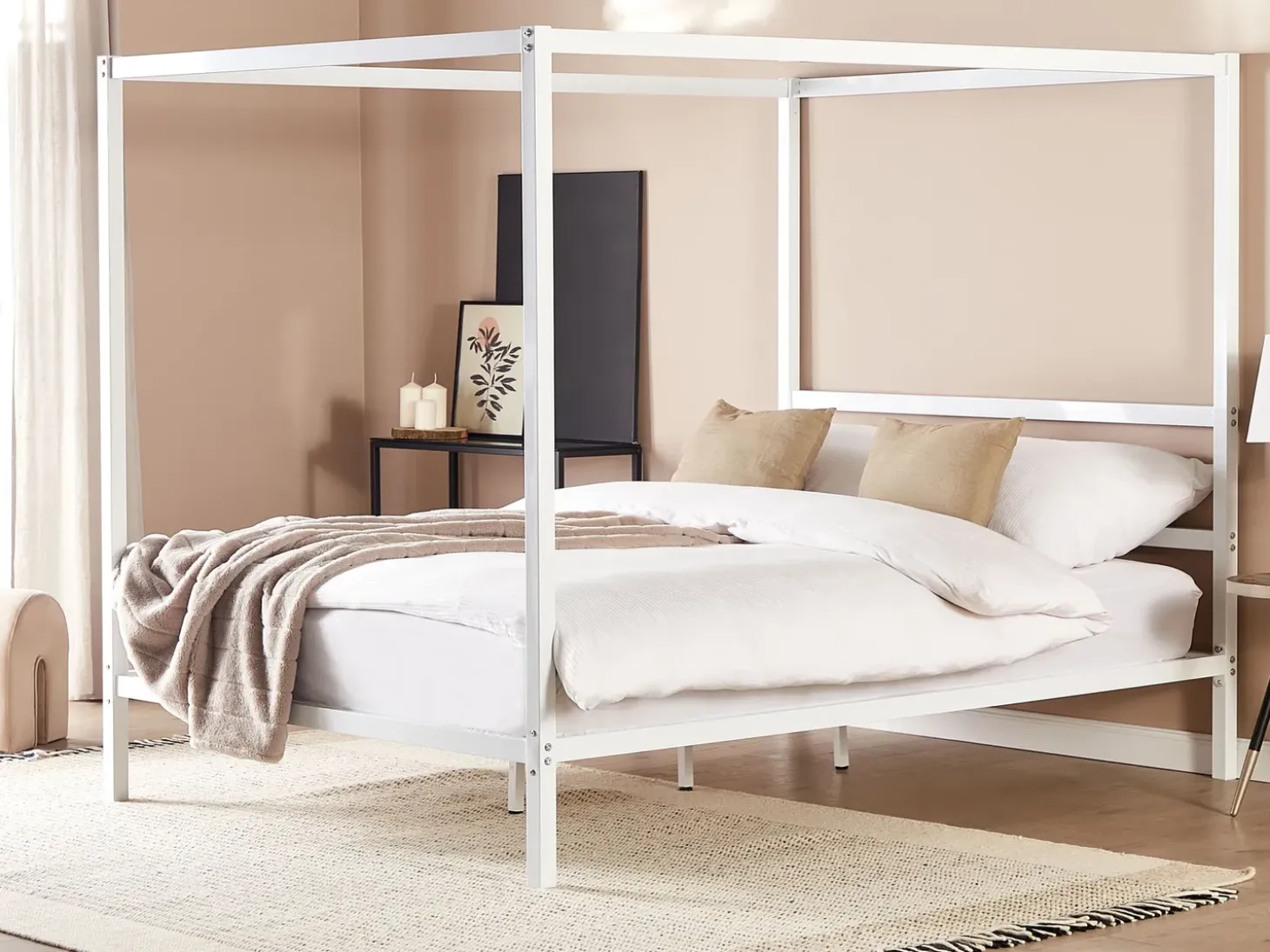 Clearance Łóżko z baldachimem Metal LESTARDS 160 x 200 cm Łóżka Metalowe|Łóżka Podwójne