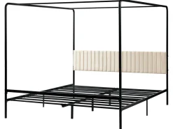 Discount Łóżko z baldachimem Metal MIRABEAU 180 x 200 cm Czarny Łóżka Metalowe|Łóżka Podwójne
