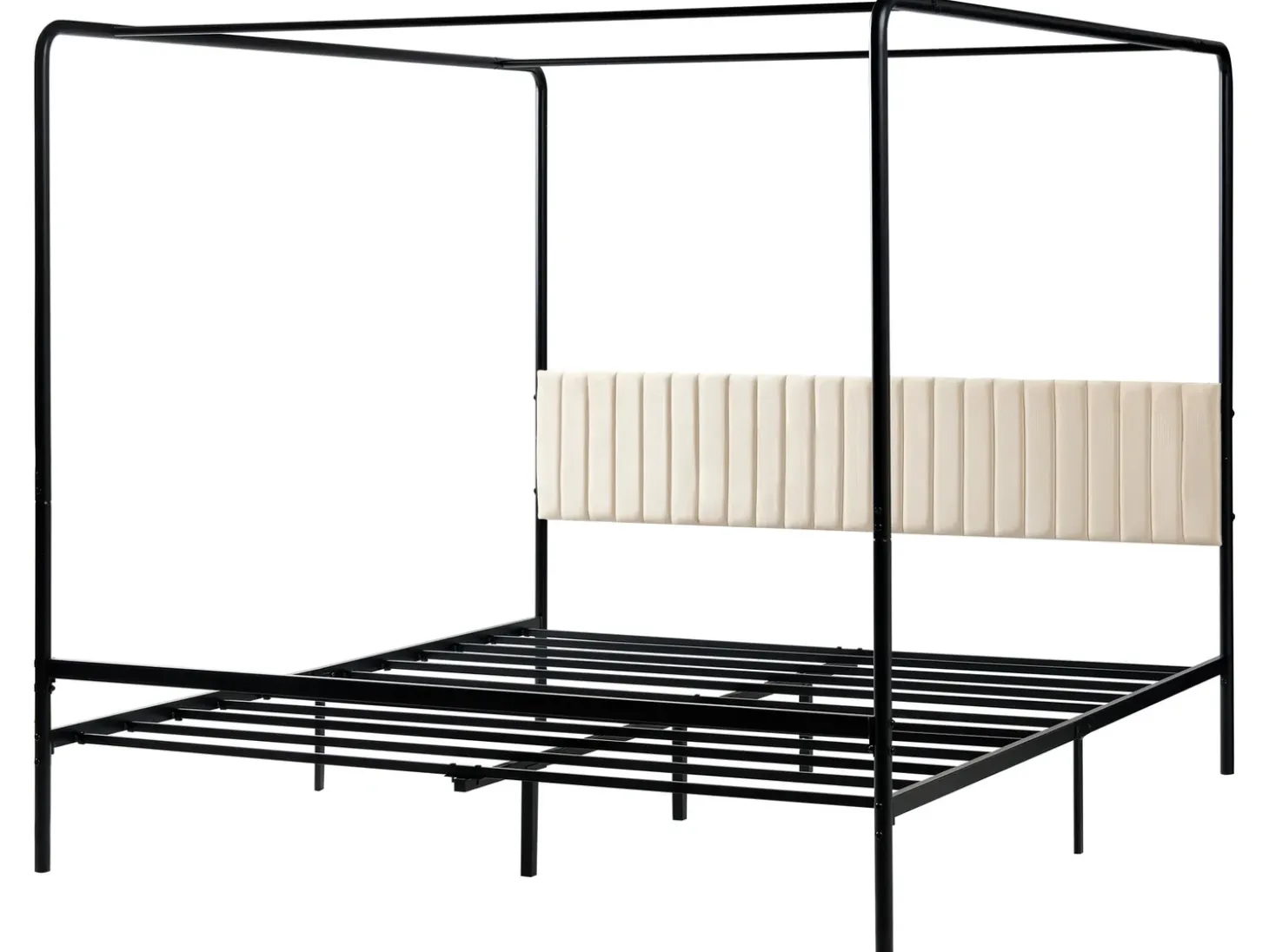 Discount Łóżko z baldachimem Metal MIRABEAU 180 x 200 cm Czarny Łóżka Metalowe|Łóżka Podwójne