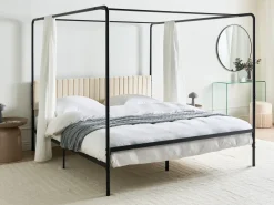 Discount Łóżko z baldachimem Metal MIRABEAU 180 x 200 cm Czarny Łóżka Metalowe|Łóżka Podwójne