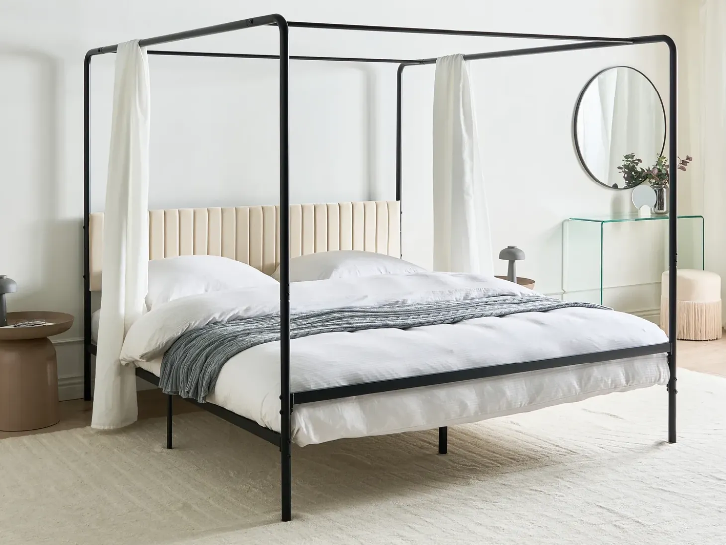 Discount Łóżko z baldachimem Metal MIRABEAU 180 x 200 cm Czarny Łóżka Metalowe|Łóżka Podwójne