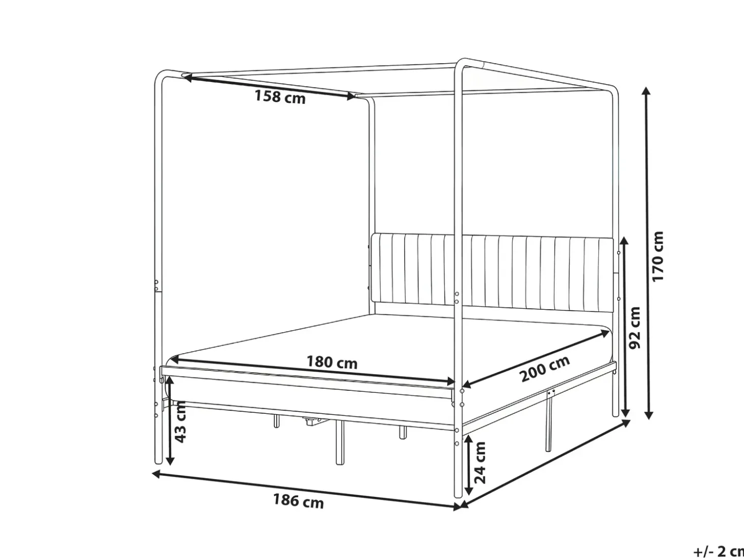 Discount Łóżko z baldachimem Metal MIRABEAU 180 x 200 cm Czarny Łóżka Metalowe|Łóżka Podwójne