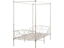 Clearance Łóżko z baldachimem Metal SORMERY 90 x 200 cm Jasno Łóżka Metalowe|Wszystkie Łóżka