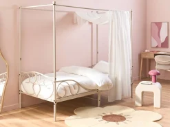 Clearance Łóżko z baldachimem Metal SORMERY 90 x 200 cm Jasno Łóżka Metalowe|Wszystkie Łóżka