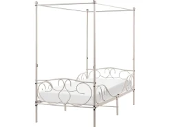 Clearance Łóżko z baldachimem Metal SORMERY 90 x 200 cm Jasno Łóżka Metalowe|Wszystkie Łóżka
