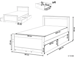 Discount DAUPHIN Drewno sosnowe Jasno 90 x 200 cm Wszystkie Łóżka|Łóżka Z Pojemnikiem