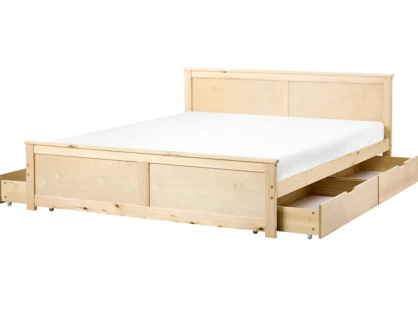 Clearance DAUPHIN Drewno sosnowe Jasno 180 x 200 cm Łóżka Podwójne|Łóżka Z Pojemnikiem