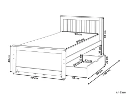 Best OLENDON Drewno sosnowe 90 x 200 cm Dzieci Łóżka Z Pojemnikiem|Łóżka Pojedyncze