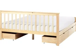 Outlet OLENDON Drewno sosnowe Jasno 160 x 200 cm Łóżka Podwójne|Łóżka Z Pojemnikiem