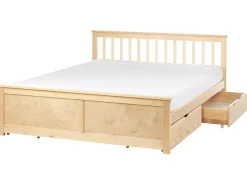 Outlet OLENDON Drewno sosnowe Jasno 160 x 200 cm Łóżka Podwójne|Łóżka Z Pojemnikiem
