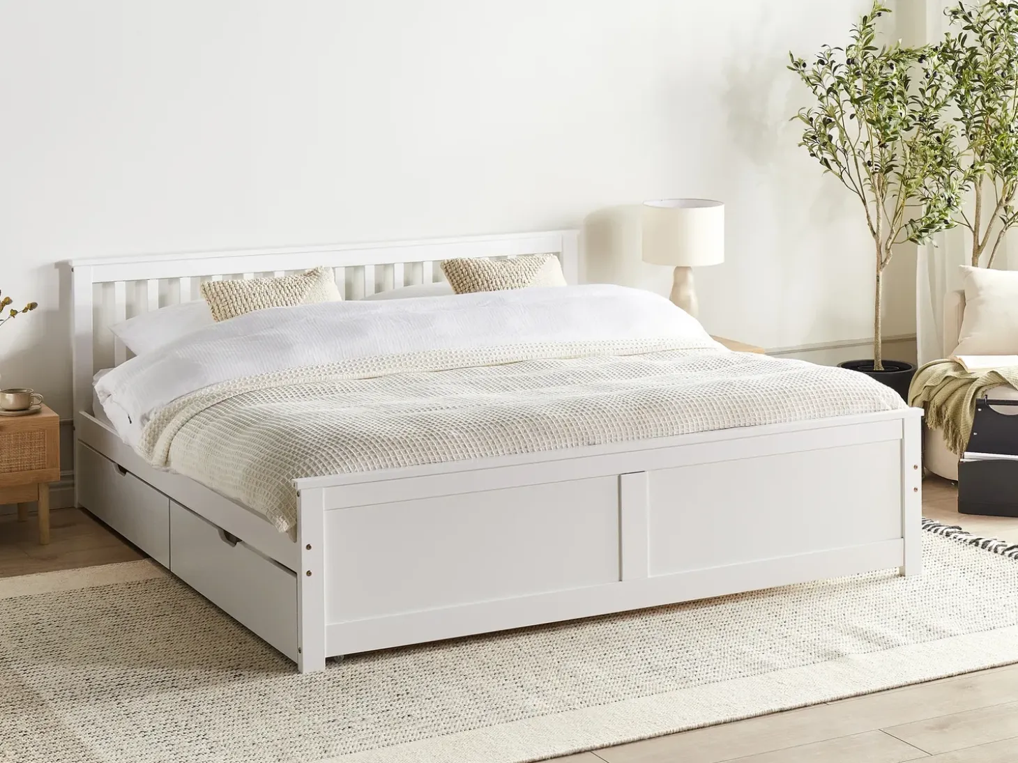 Outlet OLENDON Drewno sosnowe 180 x 200 cm Łóżka Podwójne|Łóżka Z Pojemnikiem