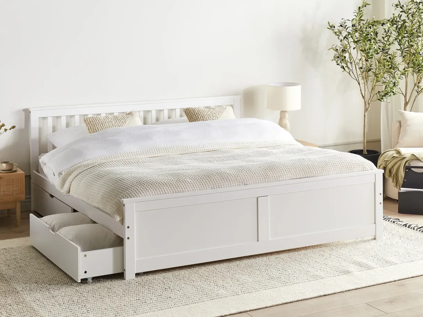 Outlet OLENDON Drewno sosnowe 180 x 200 cm Łóżka Podwójne|Łóżka Z Pojemnikiem
