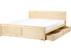 Clearance DAUPHIN Drewno sosnowe Jasno 180 x 200 cm Łóżka Podwójne|Łóżka Z Pojemnikiem