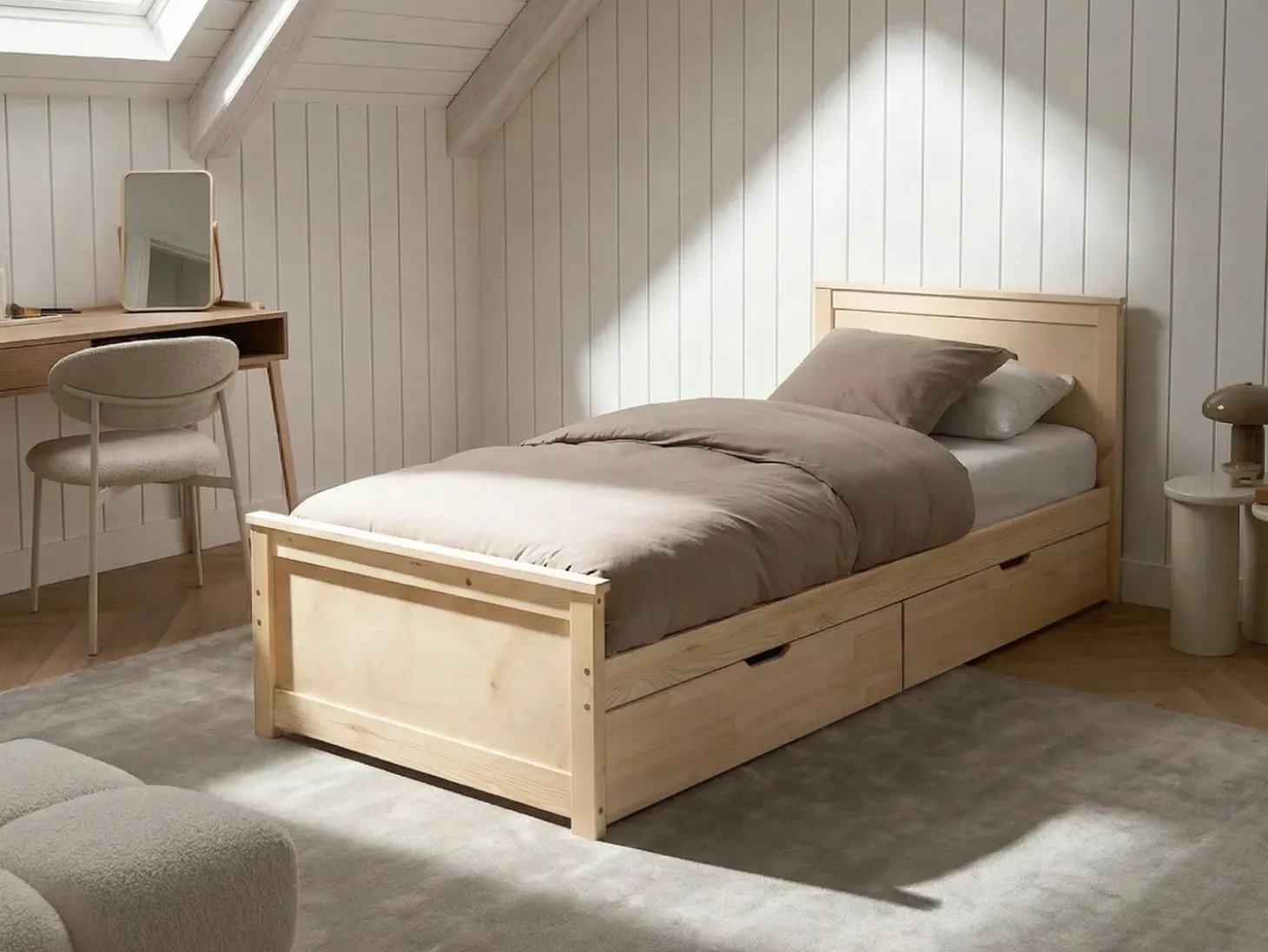 Discount DAUPHIN Drewno sosnowe Jasno 90 x 200 cm Wszystkie Łóżka|Łóżka Z Pojemnikiem