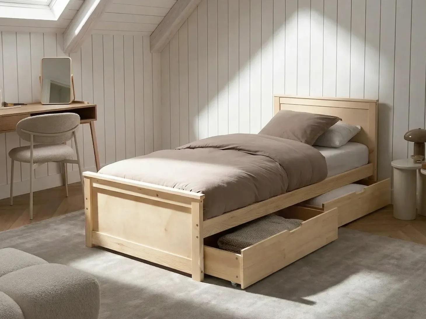 Discount DAUPHIN Drewno sosnowe Jasno 90 x 200 cm Wszystkie Łóżka|Łóżka Z Pojemnikiem