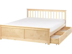 Online OLENDON Drewno sosnowe Jasno 160 x 200 cm Łóżka Podwójne|Łóżka Z Pojemnikiem
