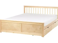 Online OLENDON Drewno sosnowe Jasno 160 x 200 cm Łóżka Podwójne|Łóżka Z Pojemnikiem