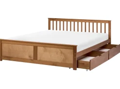 Clearance OLENDON Drewno sosnowe 180 x 200 cm Łóżka Podwójne|Łóżka Z Pojemnikiem
