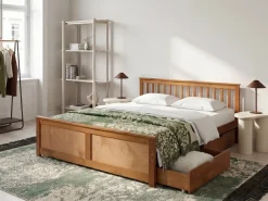 Clearance OLENDON Drewno sosnowe 180 x 200 cm Łóżka Podwójne|Łóżka Z Pojemnikiem